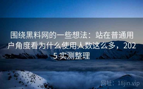 围绕黑料网的一些想法：站在普通用户角度看为什么使用人数这么多，2025 实测整理