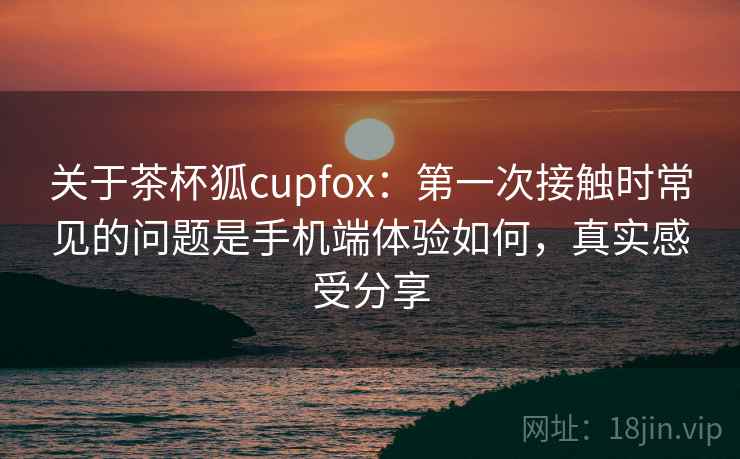 关于茶杯狐cupfox：第一次接触时常见的问题是手机端体验如何，真实感受分享