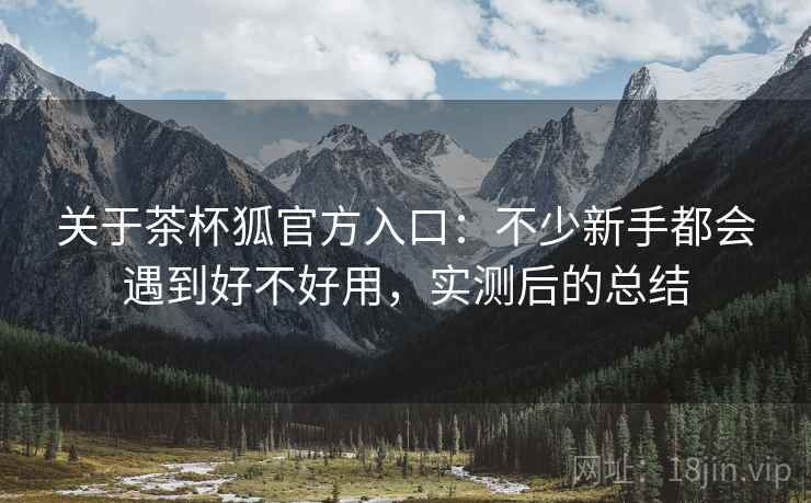 关于茶杯狐官方入口：不少新手都会遇到好不好用，实测后的总结