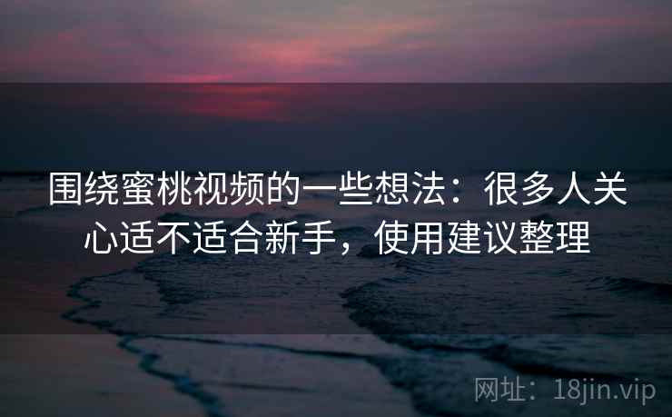围绕蜜桃视频的一些想法：很多人关心适不适合新手，使用建议整理