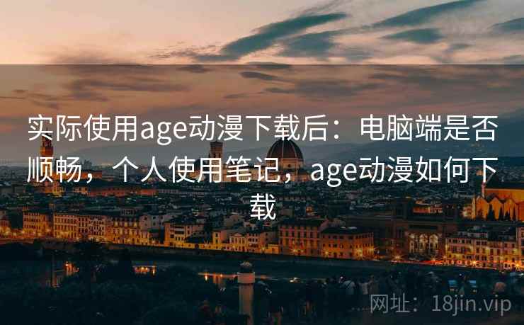 实际使用age动漫下载后：电脑端是否顺畅，个人使用笔记，age动漫如何下载